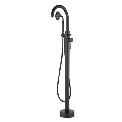 Floor Mount Tub Filler Faucet with Handheld Shower, Freestanding Bathtub Faucet for Modern Bathroom