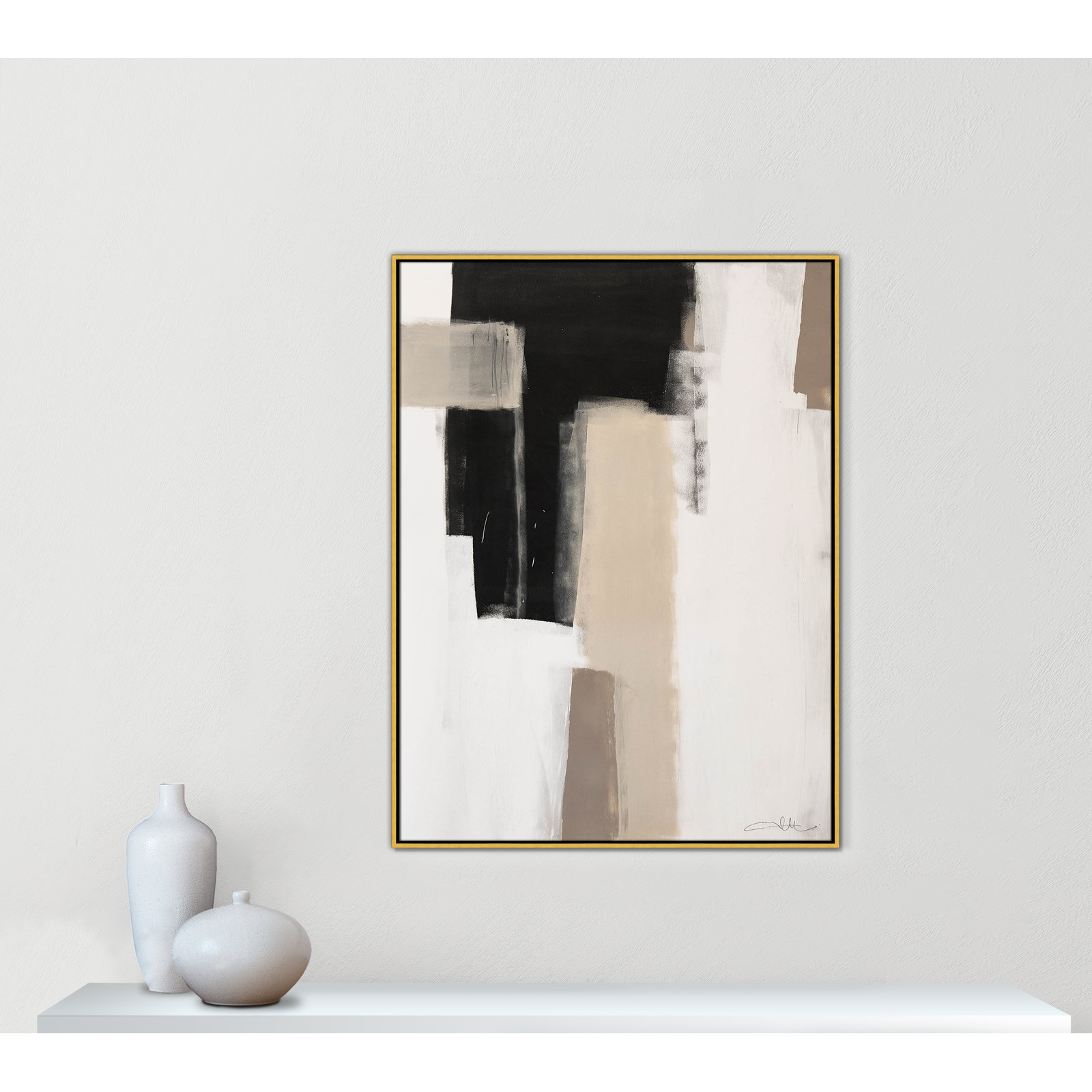 Calvin "Earth Scapes I" Print, No Mat, 49.5" H x 37.5" W x 2" D, Gold Floater Framed