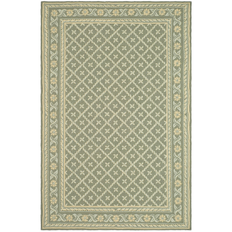 Wilton Hand Tufted New Zealand Wool Floral Rug, Round 6'