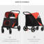 Poussette pour chien de taille moyenne à grande - rouge, pliable en un clic, tour lisse, poches de rangement, marche intérieure rouge ventilée pour les gros chiens, panneaux en filet, laisse,