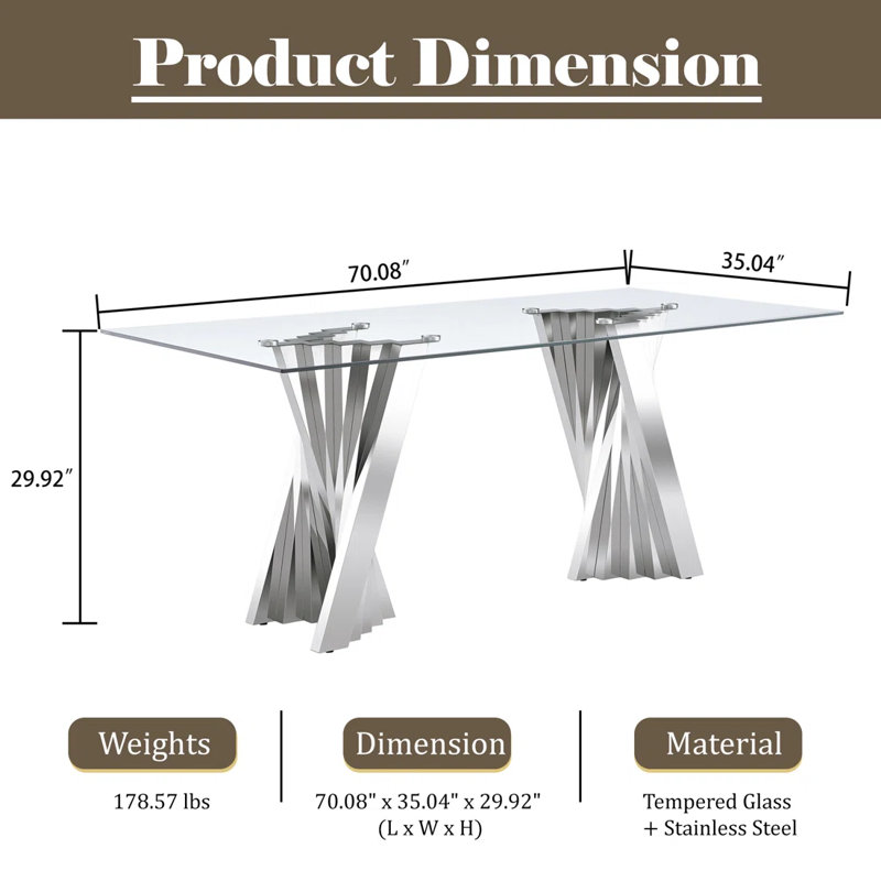 7 - Piece Dining Set, Silver, Gray