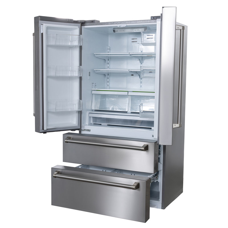 KUCHT Professional 36 in. 22.5 cu. ft. Counter Depth Freestanding French Door Refrigerator in Stainless Steel with Ice Maker