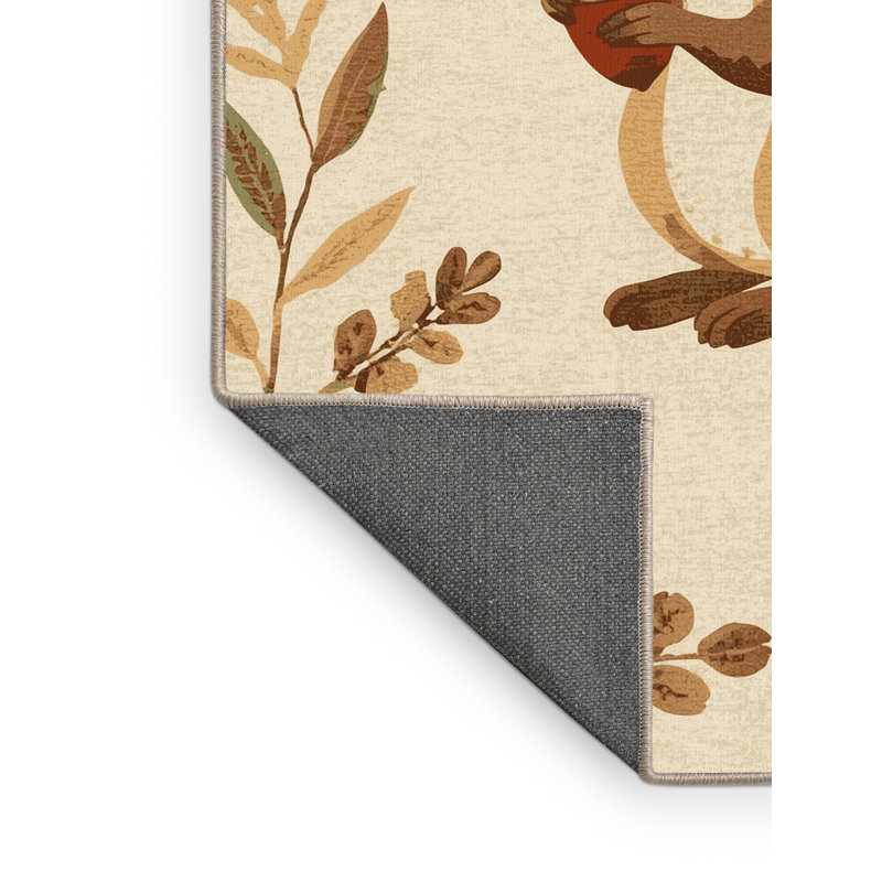 Soft Plush Etzel Halloween Modern & Contemporary Abstract Area Rug in Beige – Beige Binding, 3x5
