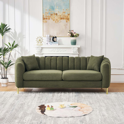 Canapé surdimensionné en chenille de 85 po, canapé profond de luxe à 3 places, canapé capitonné moderne, canapé avec pieds en métal pour le salon, la chambre à coucher et l’appartement