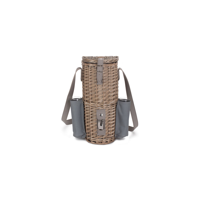 Wicker Champagne Bottle & Glass Carrier