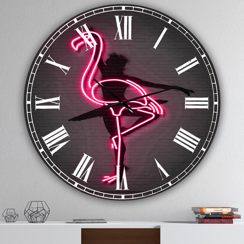 Horloge murale néon flamant rose et ballerine, Moyen