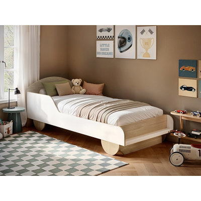 Oliver Car Wooden Bed White & Oak