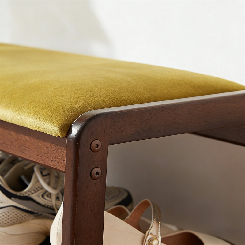 Range-chaussures en bois de qualité supérieure pour la maison, Jaune, 16.5" H x 39.4" W x  11.8" D