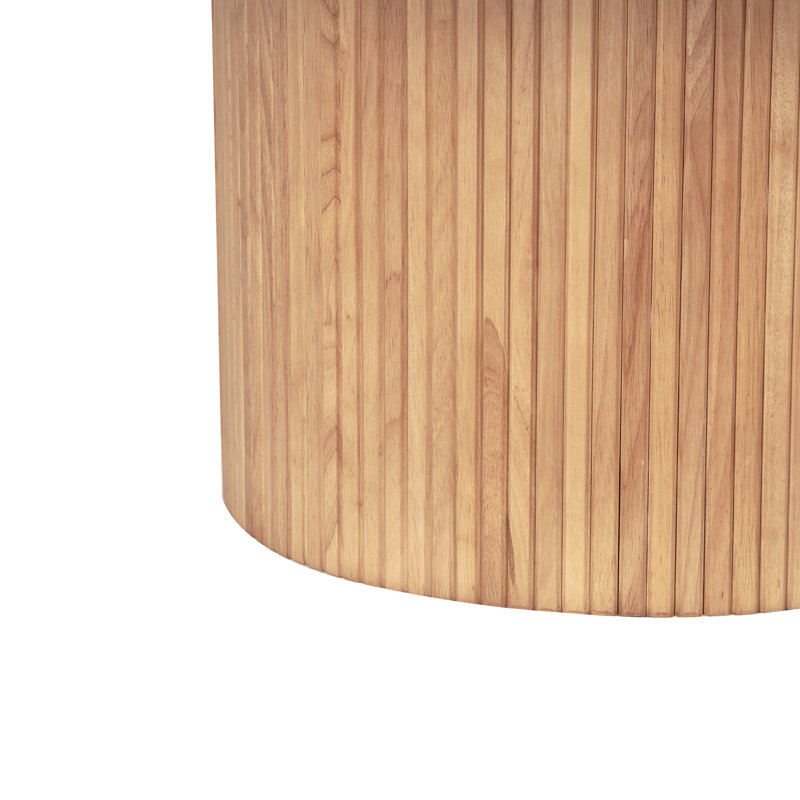 Charleily Solid Wood  Coffee Table Pedestal Round Sofa Side Table, 45cm H x 90cm W x 90cm D, Natural