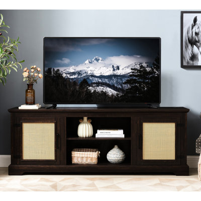 Tv Stand With 6 Cable Management Cutouts And 2 Storage Shelves, 65"w*15.95"d*24.48"h, , For 70" Tvs Large Cutouts,