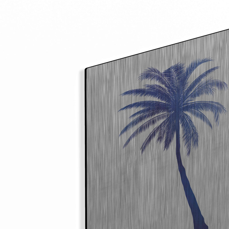 «Blue Palm Tree I» par Seven Trees Design, art mural en métal, H 16 po x l 12 po