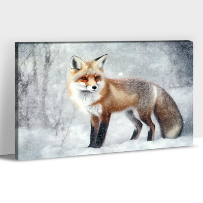 Art mural sur toile grand renard hivernal