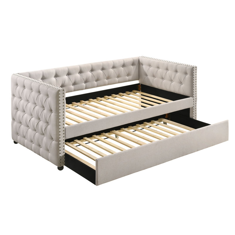 Nyholm Upholstered Daybed with Trundle Bed, Twin, Beige
