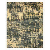 9x12 Blue Hand-Knotted Silk Abstract Cityscape Geometric Modern Contemporary Carpet Rug