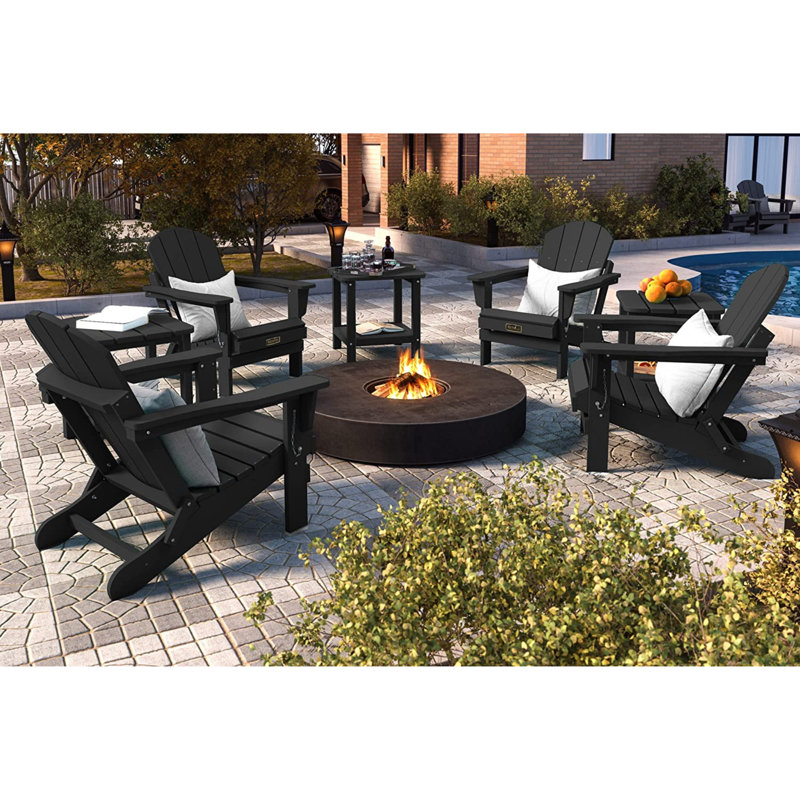 Foldable Outdoor Adirondack Chair, Black