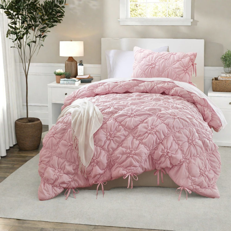 Cozy Twin Bedding Set, Microfiber Floral Design For All-season Comfort