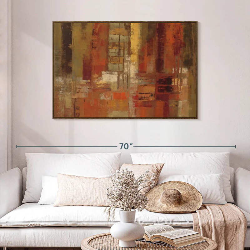 Sunset Street Crop, 46 po x 31 po, Cadre flottant en noyer