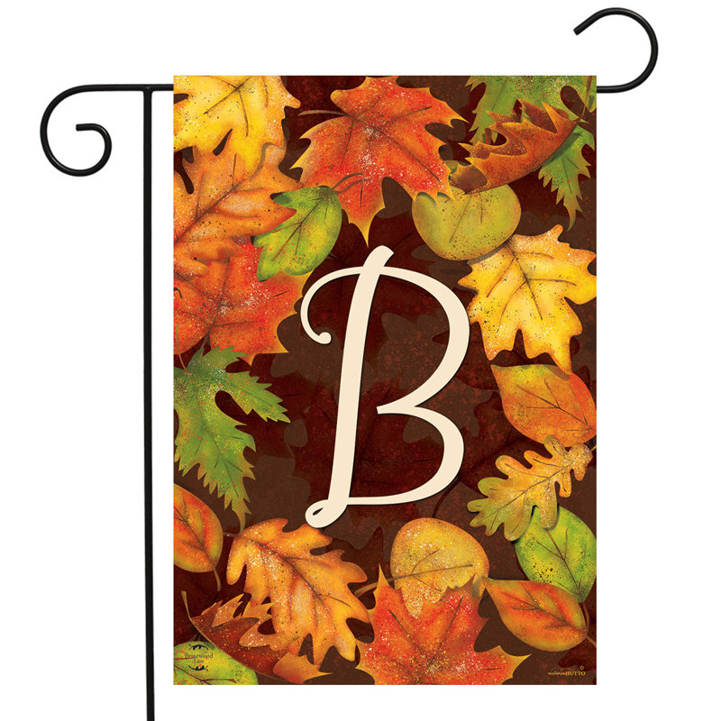 Fall Leaves Monogram Letter B Garden Flag