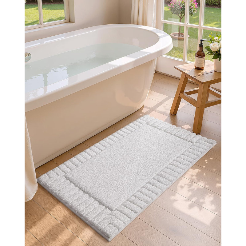 Kaziyah Microfiber Bath Rug, White, 24" W x 60" L