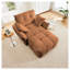Canapé en chenille orange brûlé à une place avec repose-pieds, méridienne ergonomique moderne-1113657478