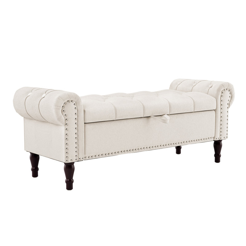 Banc de rangement rembourré Dawsey, H 19,6 po x l 50,7 po x P 17,1 po, Beige