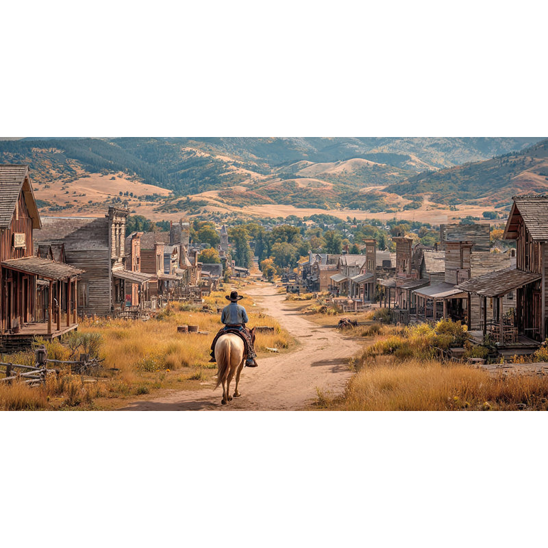 «Old Western Town», art mural sur toile tendue, H 20 po x l 40 po