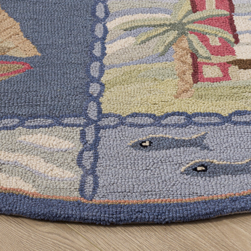 Tapis en laine crocheté à la main Jonsson, Rond 5 pi 6 po