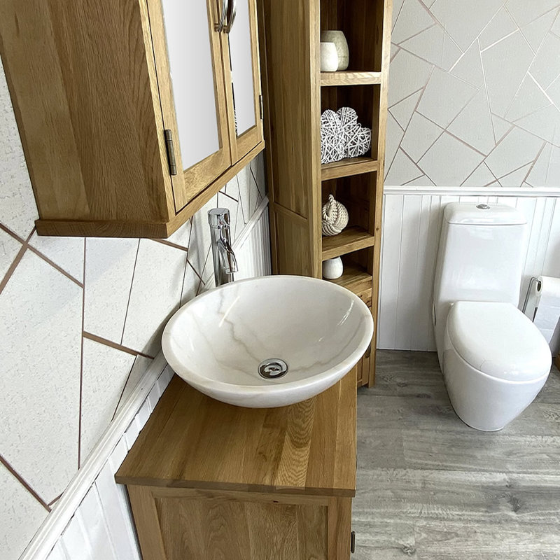 Marrs 485mm Single Bathroom Vanity with Vessel Stone Basin, Oak