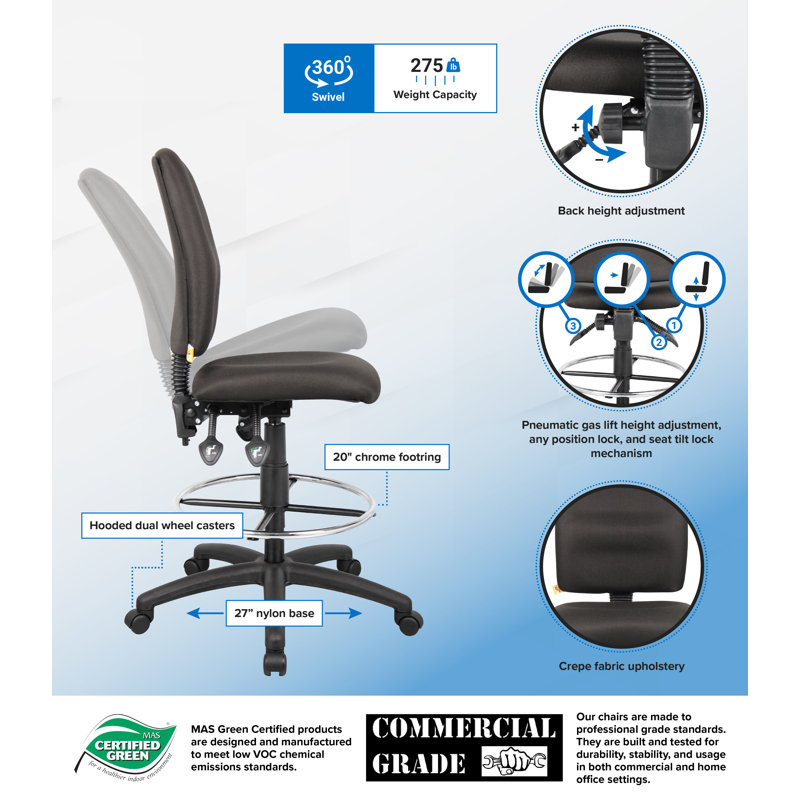 Fabric Drafting Chair, Not Included