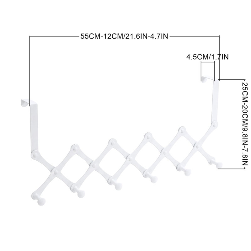 Adjustable Over-the-Door Hanger with 6 Hooks