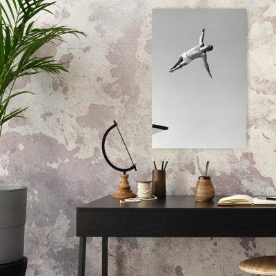 1950S Man Twisting Swan Diving From High Diving Board Outdoor Classic Retro Vintage Wall Art