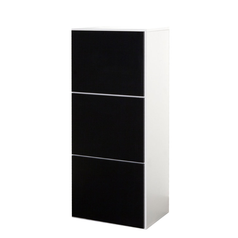 12 Pair Shoe Storage Cabinet, White/Black