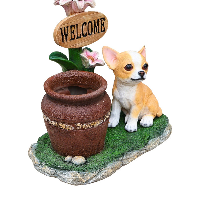 Sitting Pug Dog Planter Statue
