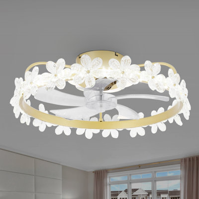 Dalston 21'' Crystal Flush Mount Ceiling Fan with Lights and Remote/APP Control for Bedroom