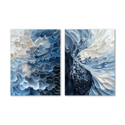 Abstract Sea Breeze Waves – Coastal 2 Piece Metal Wall Art Print