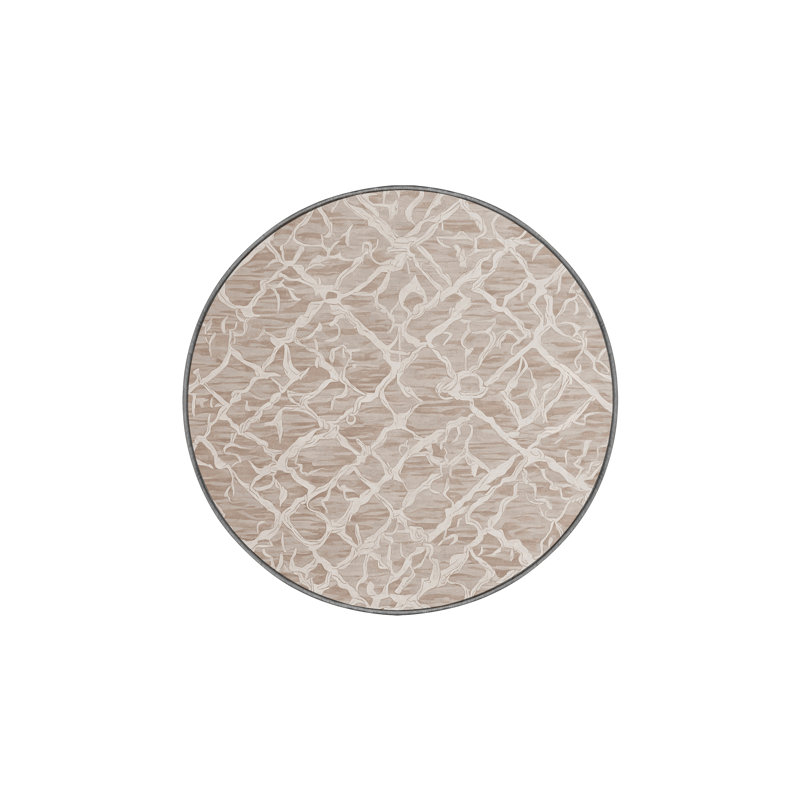 Tapis gris soyeux et moelleux, Rond 3 pi