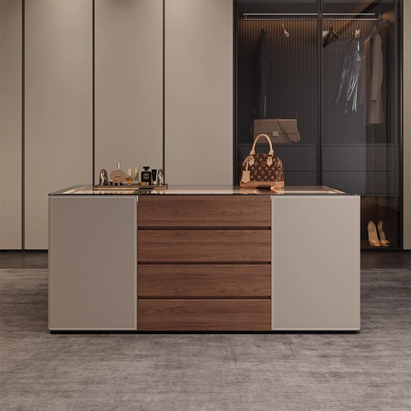 Armoire à bijoux 55,12 po en bois massif luxueux avec placard à bijoux en bois massif