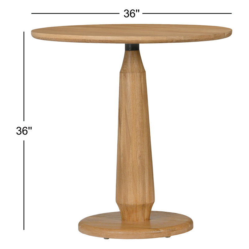 Table de salle à manger à piédestal en chêne massif de 36 po Grayton