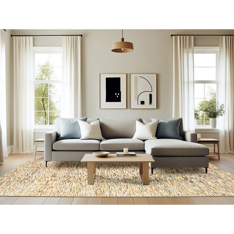 Tapis multicolore à motif abstrait Delastre, Rectangle 6 pi x 9 pi