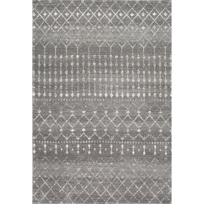 Amanuel Moroccan Geometric Area Rug in Dark Gray