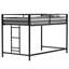 Lit mezzanine simple Adam noir robuste pour les enfants, peu encombrant, lit mezzanine avec échelle d'escalade facile et garde-corps, cadre de lit mezzanine pour la chambre à coucher