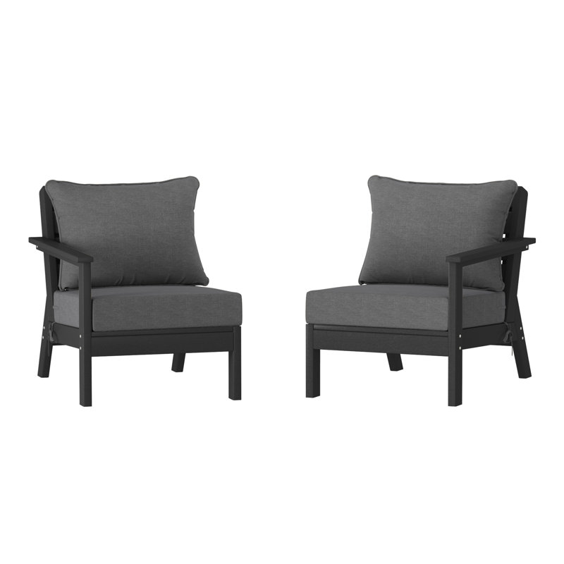 Deep Seating Set With Cushions, Black, Gray