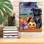 Toile épique Graffiti «Happy Halloween Witch Cat» par Nicole DeCamp, 12 po x 16 po