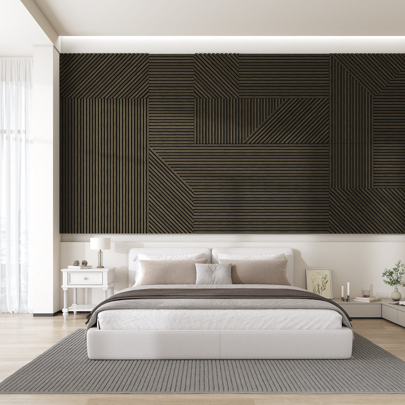 Slat Wall Panels 3D Decorative Wall Paneling, 23.6" H x 23.6" W, Walnut