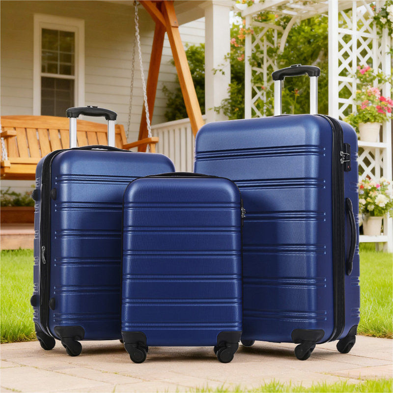 Ensemble de valise à roulettes 3 pièces avec serrure TSA 20 "24" 28 "En stock, Bleu