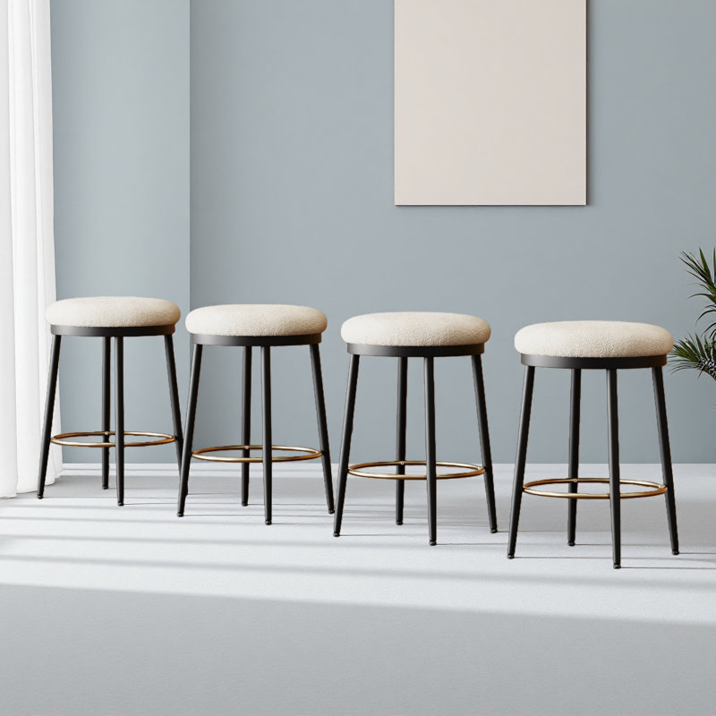 Ensemble de 4 tabourets de comptoir 24,75 po, ensemble de 4 tabourets de comptoir avec structure en fer, coussin éponge, repose-pieds