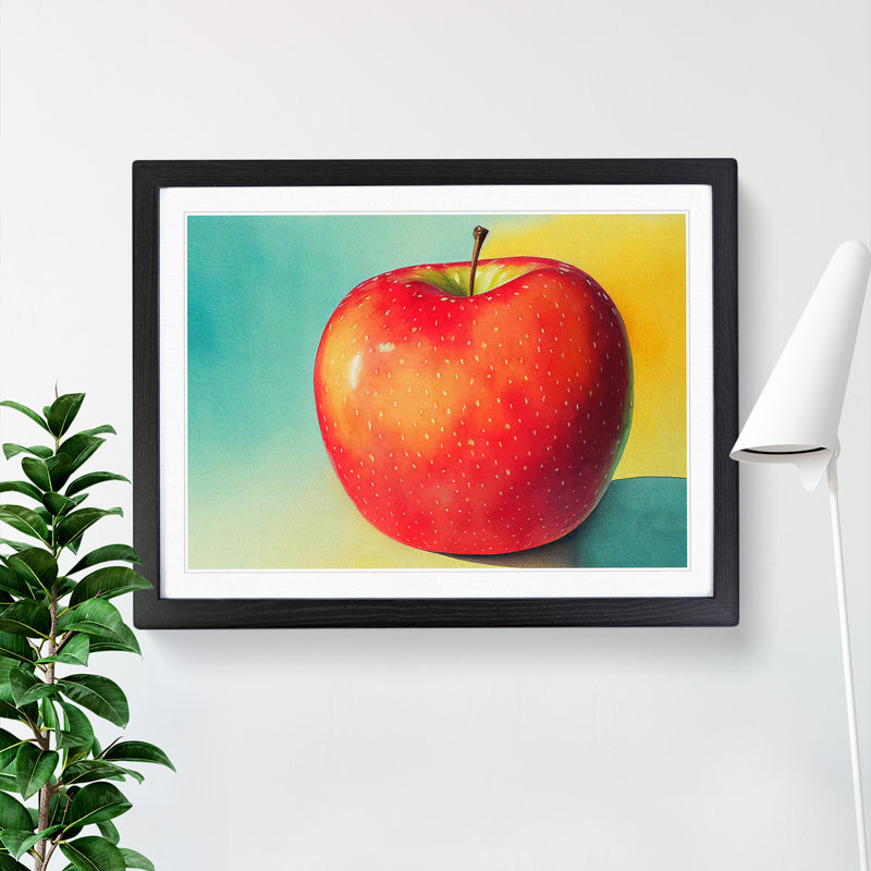 Single Apple Fruit Vol.1 - Single Picture Frame Print, Black Framed, 34cm H x 46cm W x 2cm D