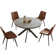 46'' Round Dining Table Set, Modern Kitchen Table for 2-4 Person, Steel Legs, Pedestal Dining Set with 32.4"H Dining Chair, Saving Space