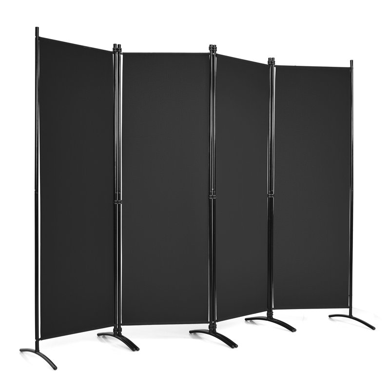 Hurhula 220cm W x 173cm H 4 - Panel Folding Room Divider, Black