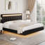 Ensemble de chambre à coucher 3 pièces, cadre de lit flottant avec tête de lit à DEL et ensemble de table de chevet 3 tiroirs-1920858936-1920858916